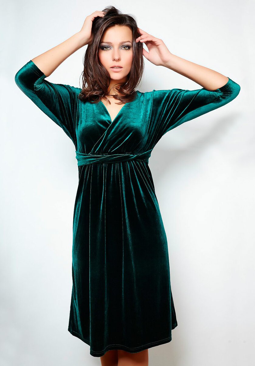 Marella зеленое бархатное платье