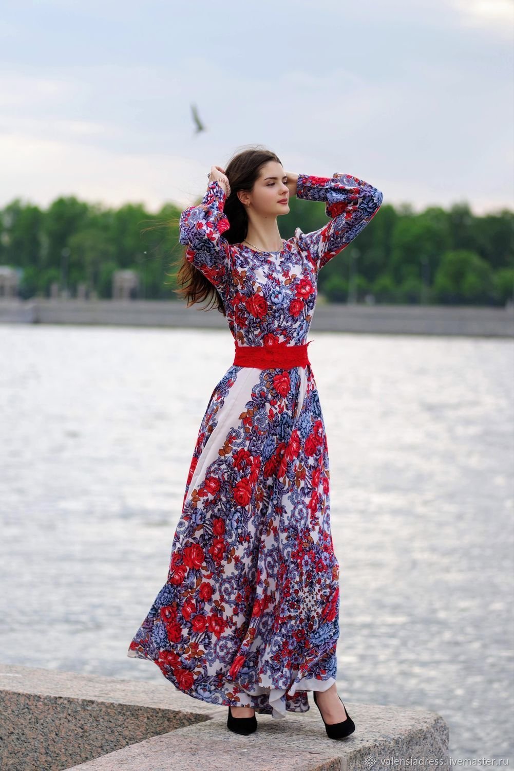Ситцевое платье длинное
