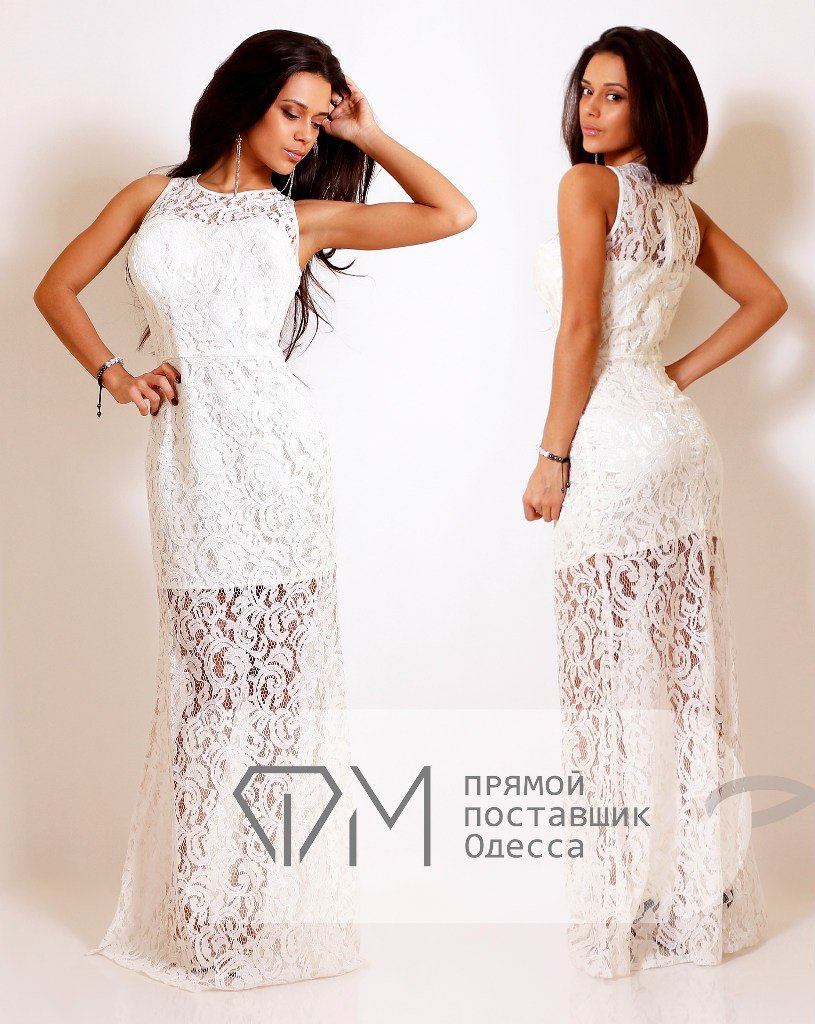 Длинное кружевное платье