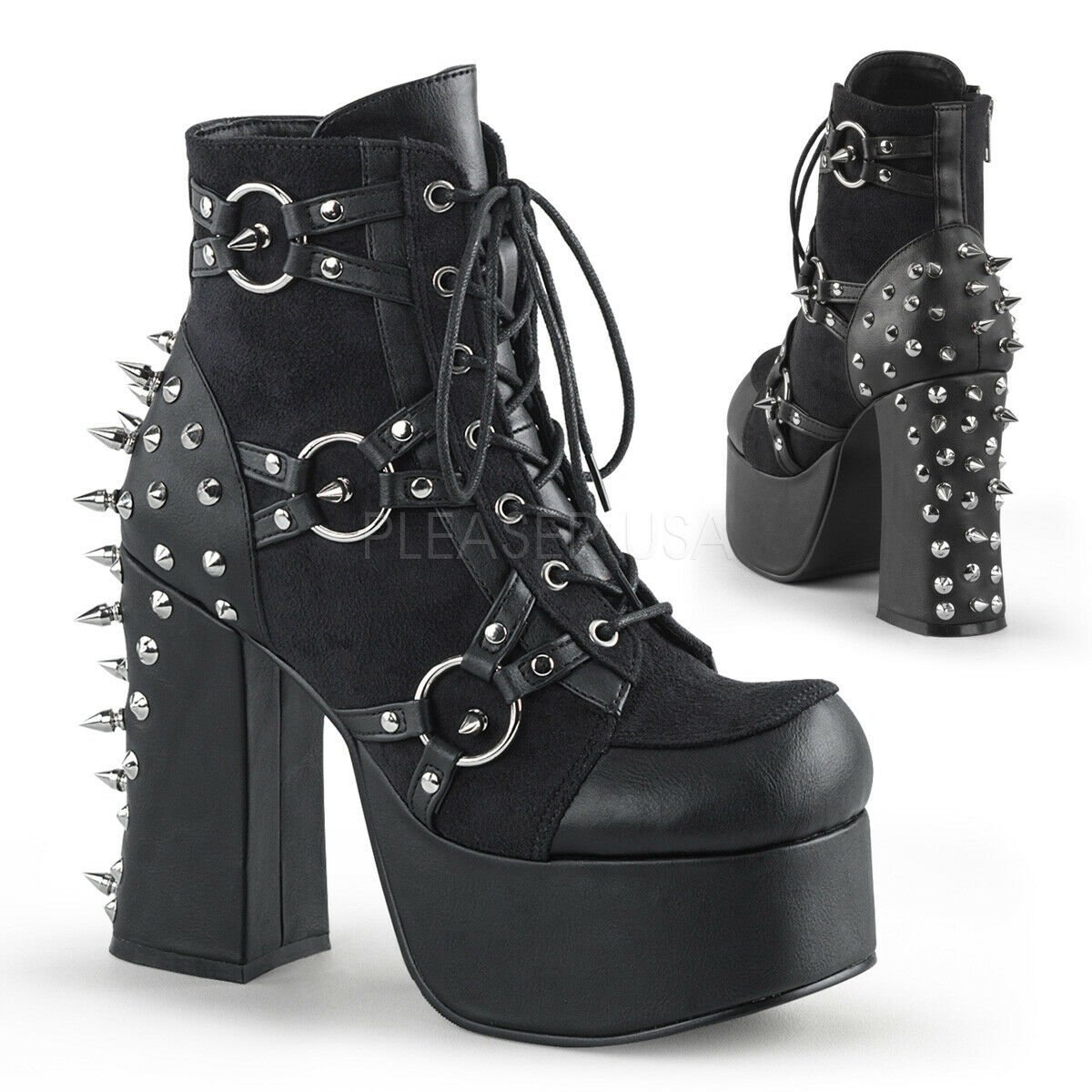 Lace up Black High Heel platform Ankle Boots