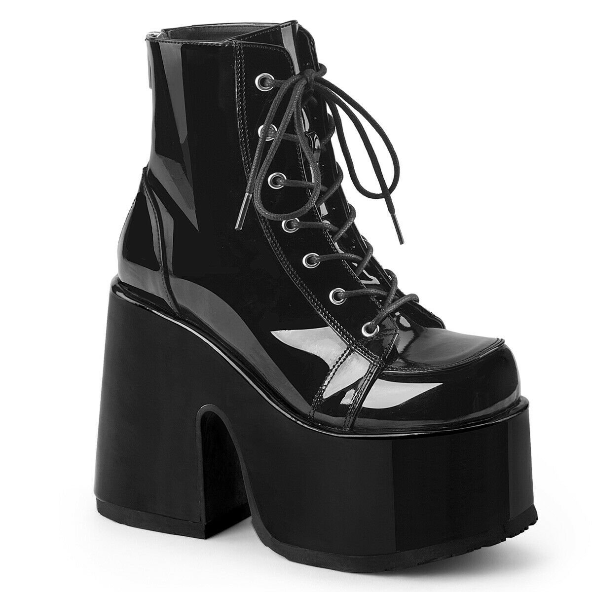 Lace up Black High Heel platform Ankle Boots