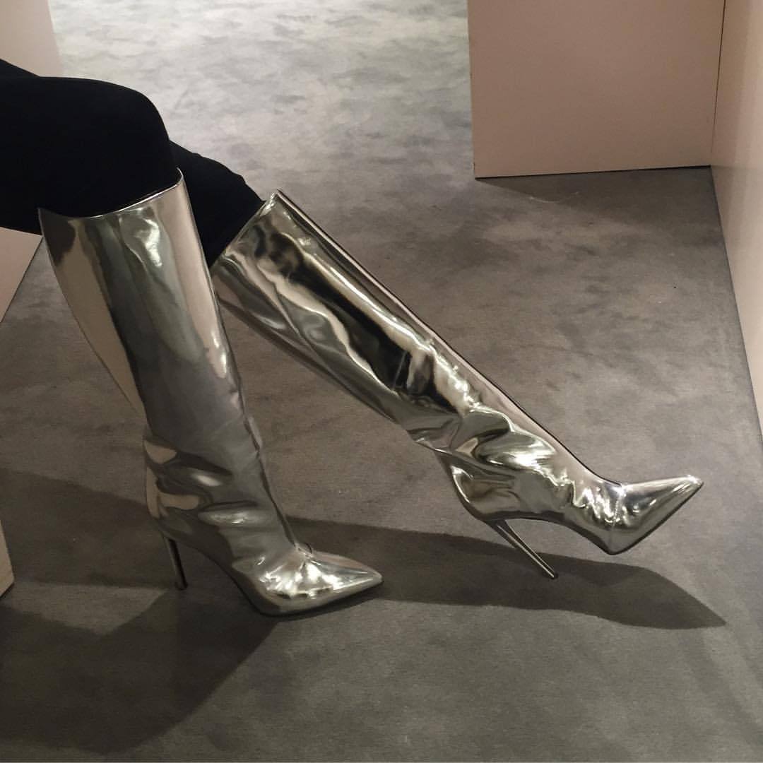 Silver Metallic Boots