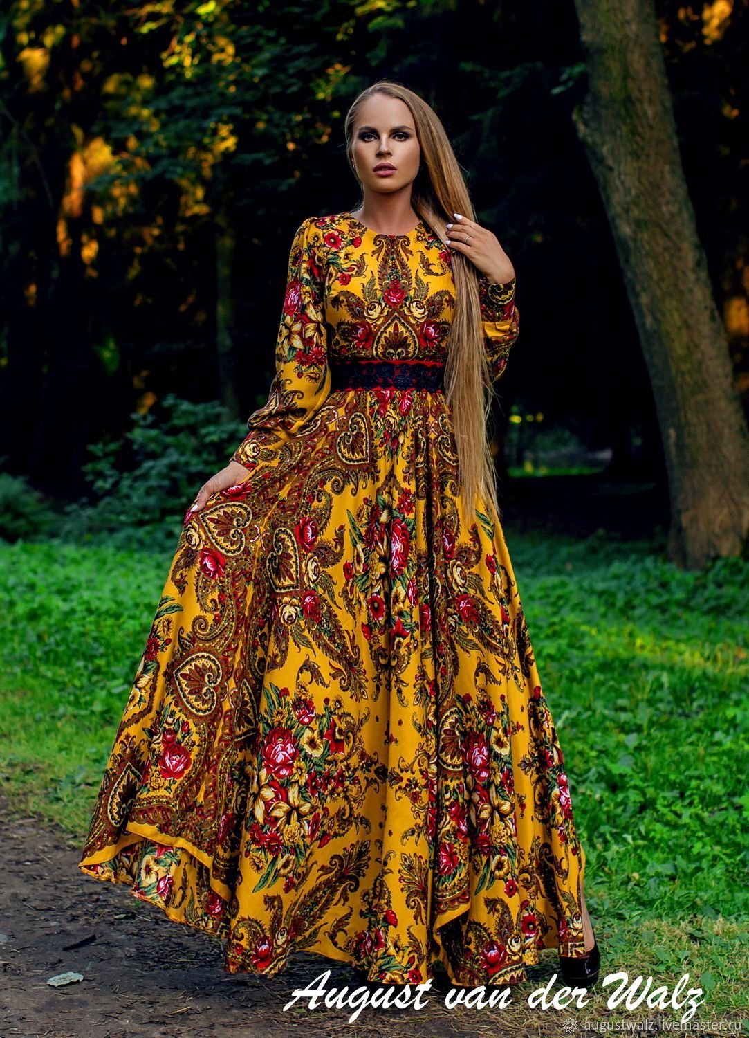 Платье из павлопосадского платка