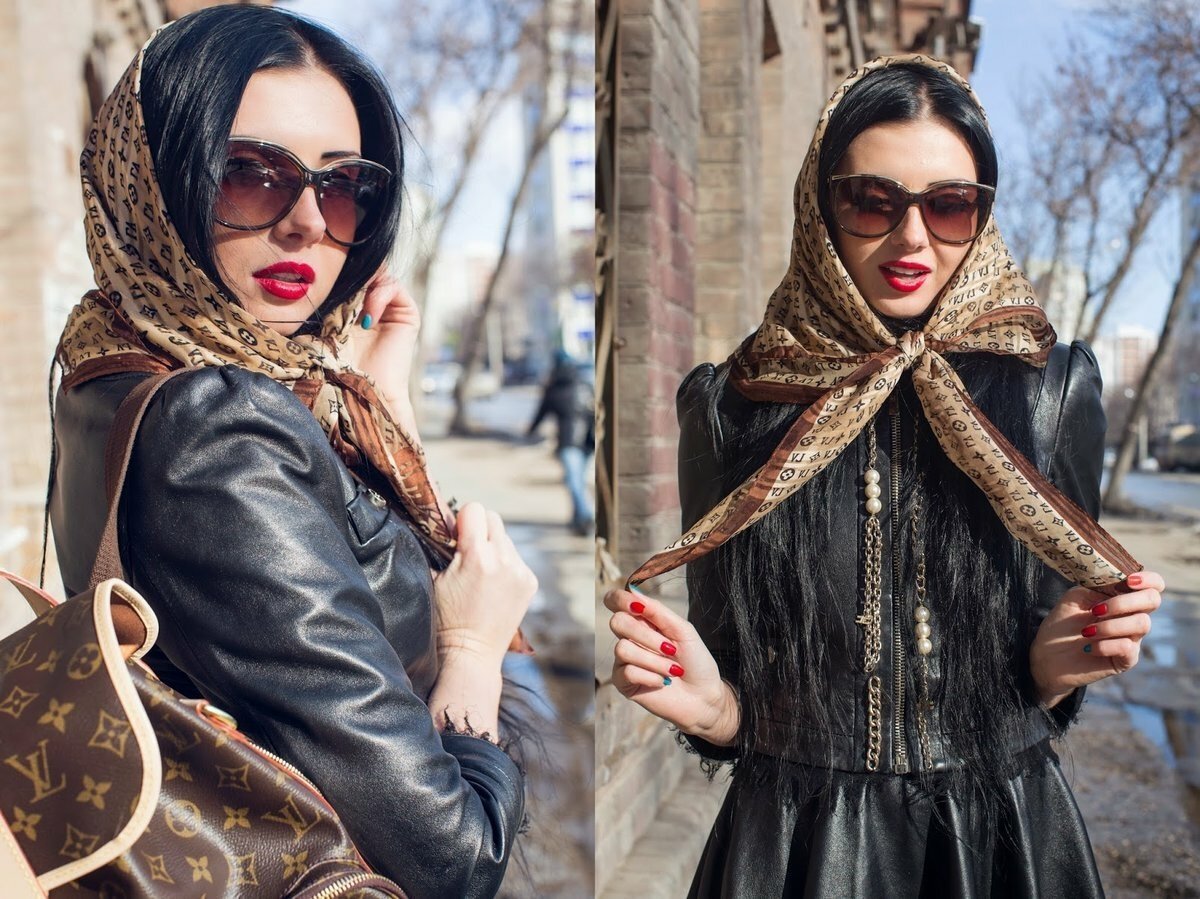 Девушка в платке Louis Vuitton