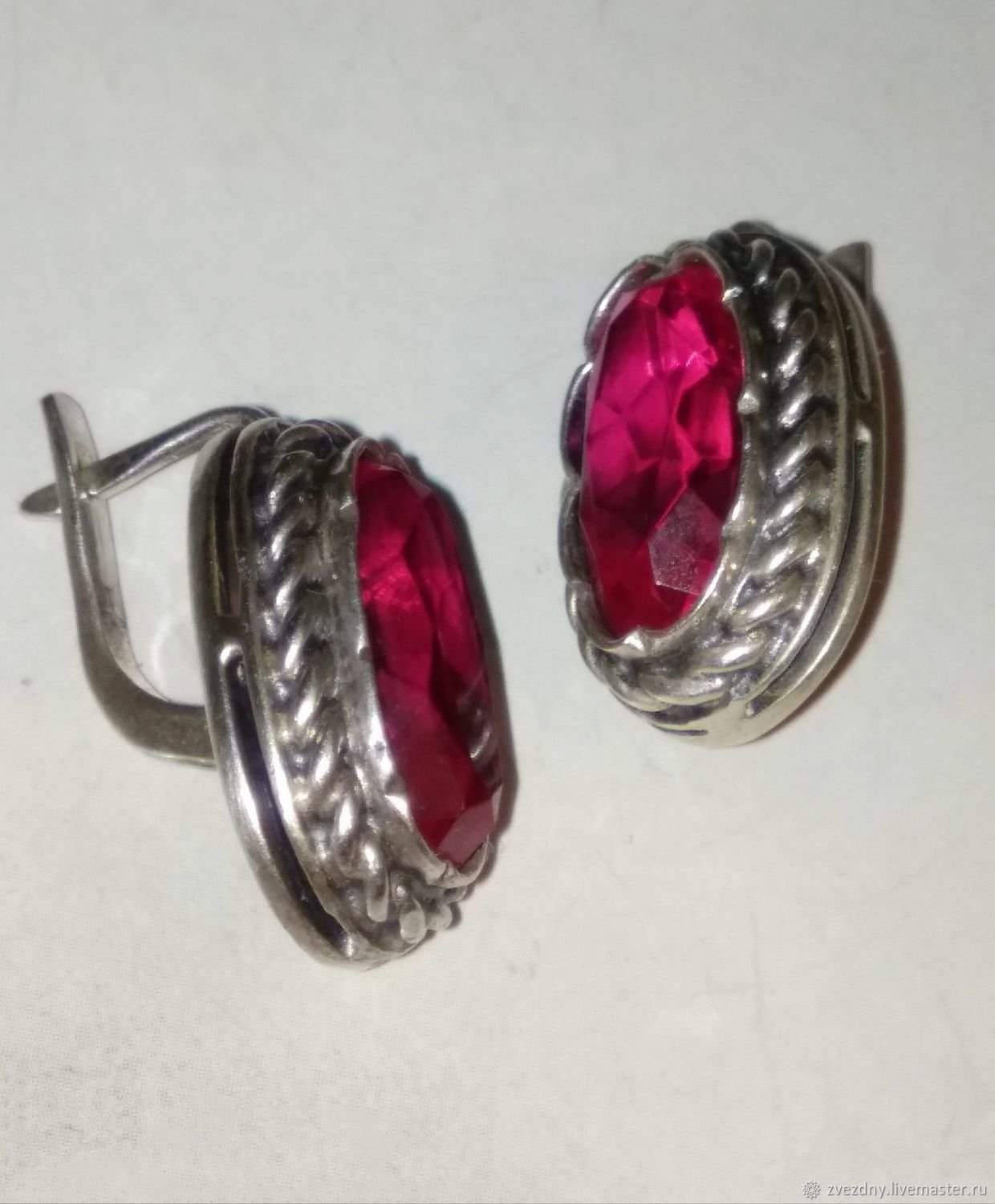 Серьги с рубином 875 пробы