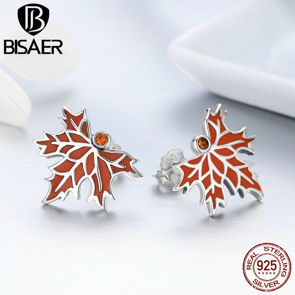 Серьги кленовый лист