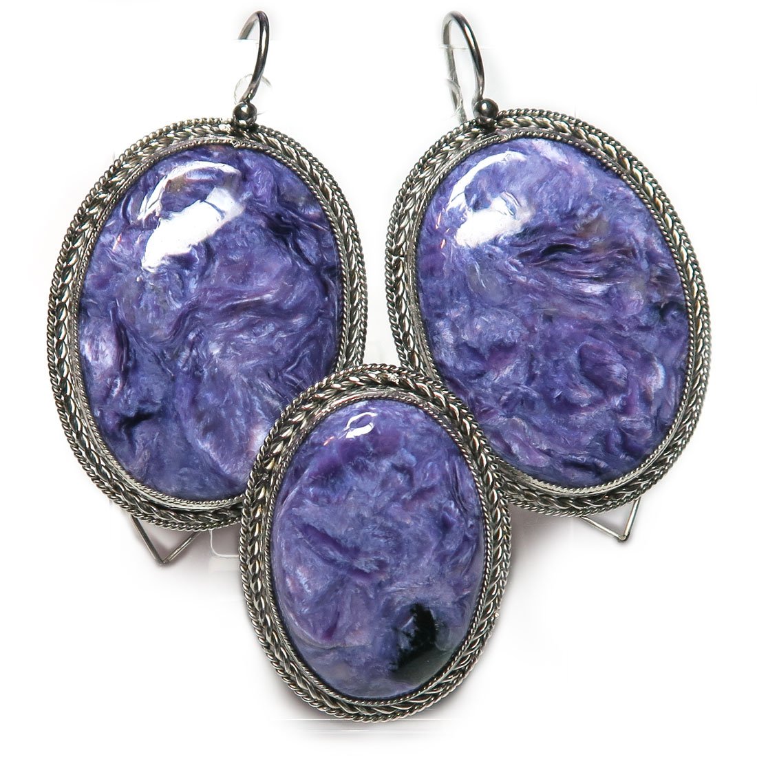 Серьги c чароитом арт. 37-Sb9341-48-547-101