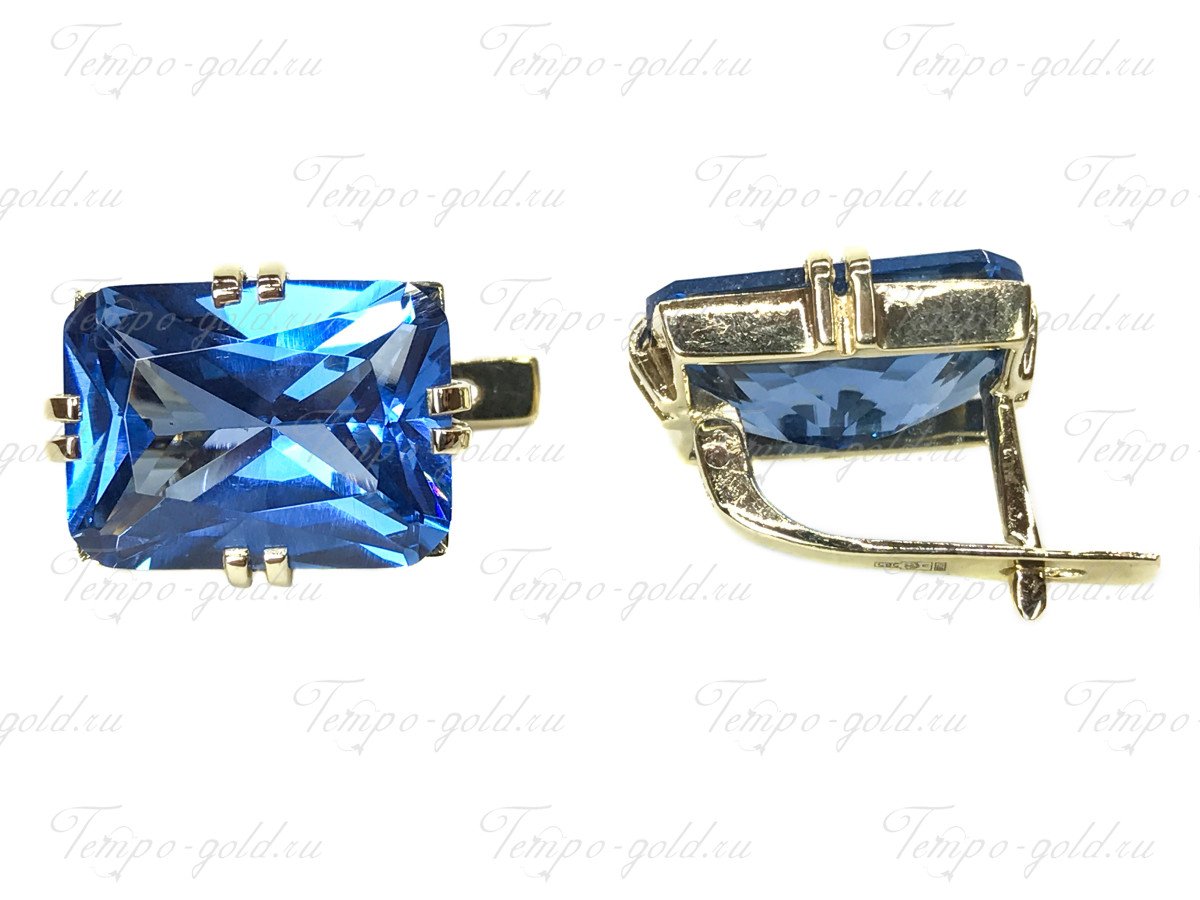 Серьги 875 проба с синим кварцем