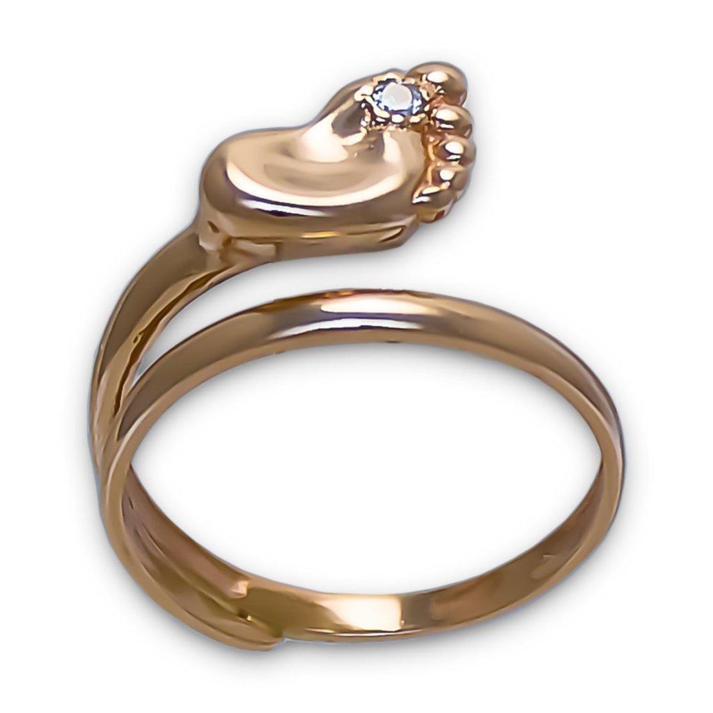 Золотое кольцо с ножкой младенца 585