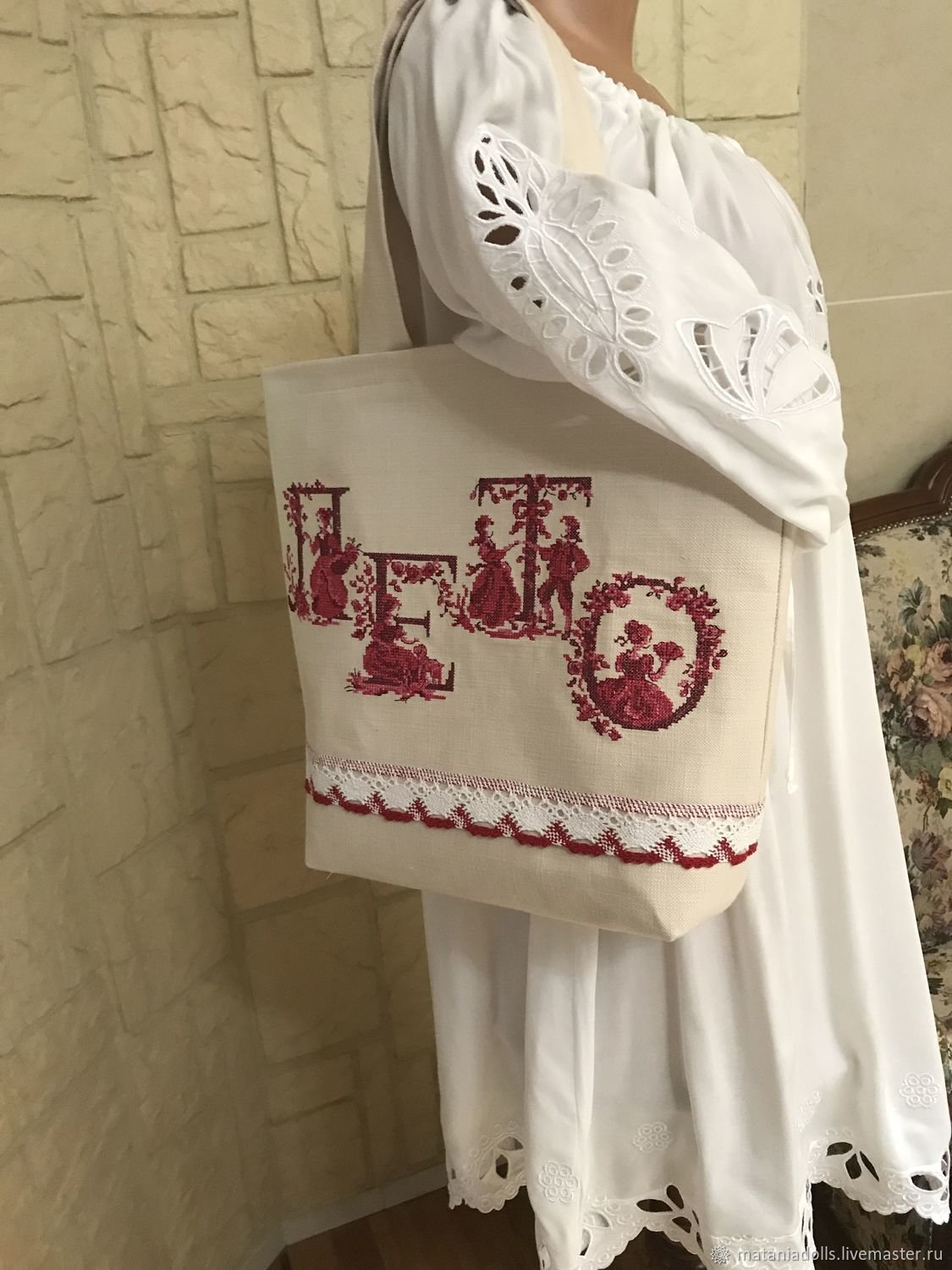Сумка из рогожки