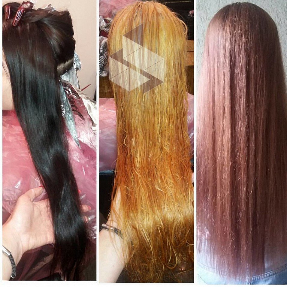 Смывка темного цвета волос: фото до и после (28 фото)