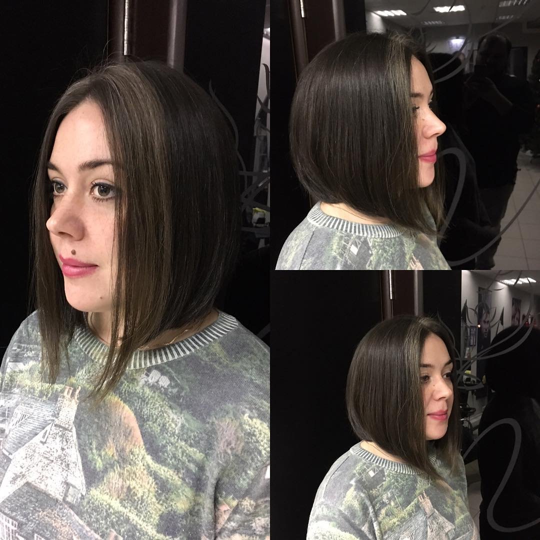 Удлиненное каре до и после стрижки
