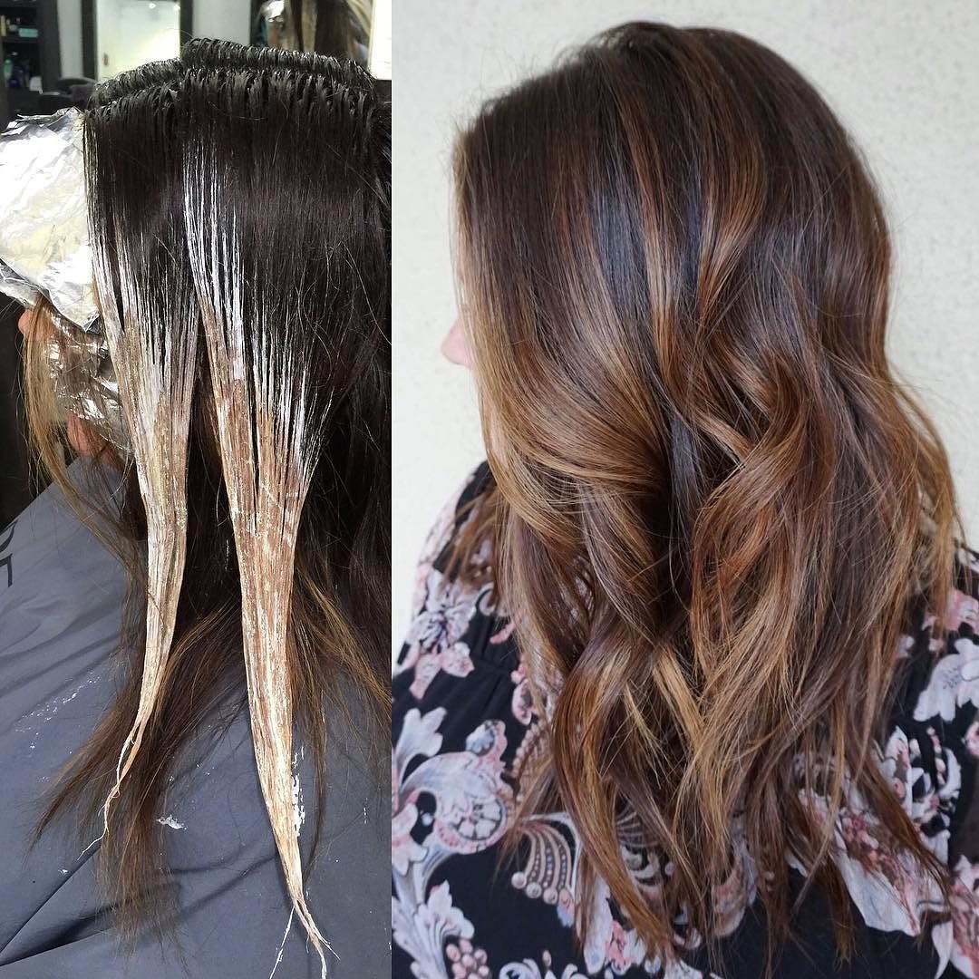 Техника балаяж на темные волосы фото до и после