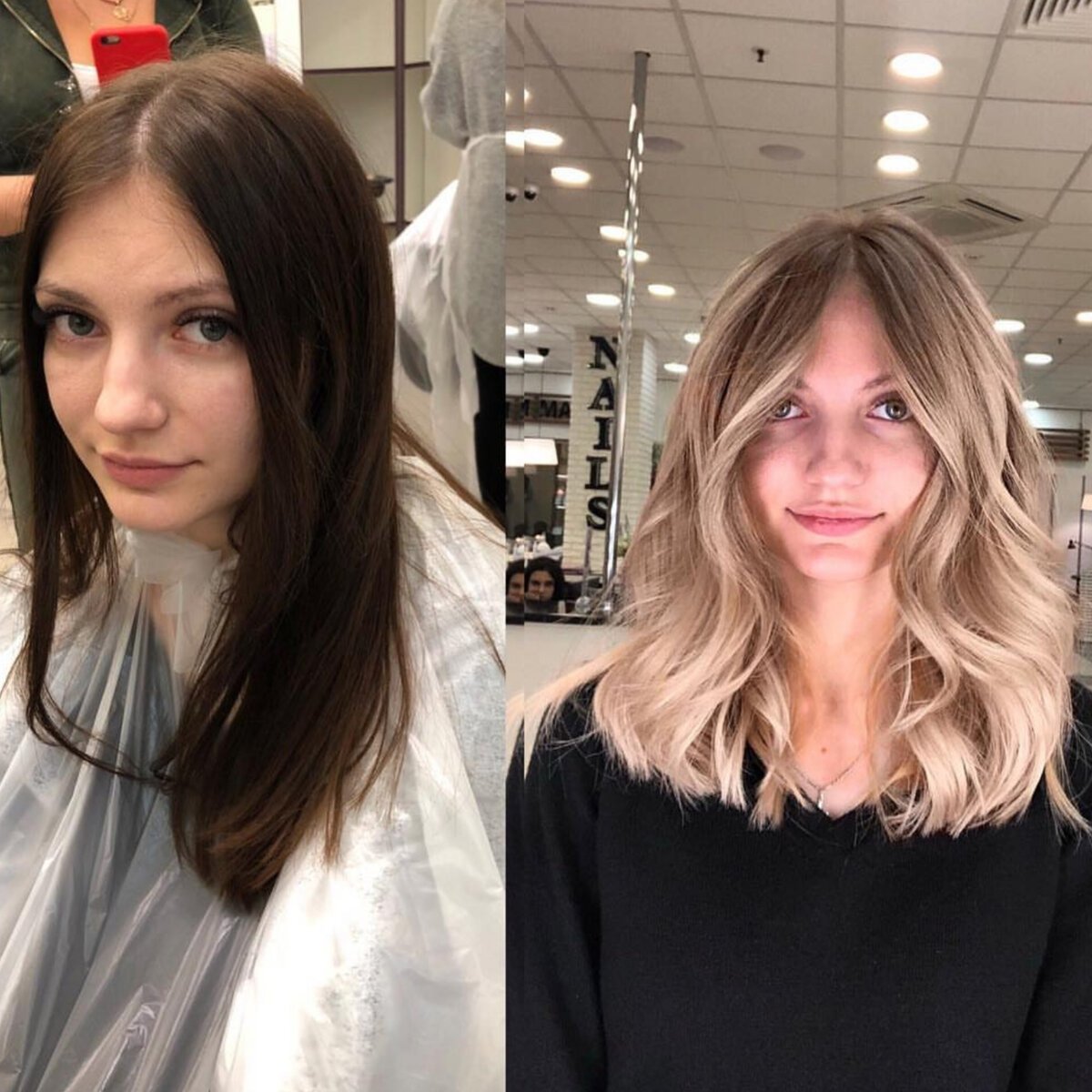 Из брюнетки в блондинку каре до и после фото