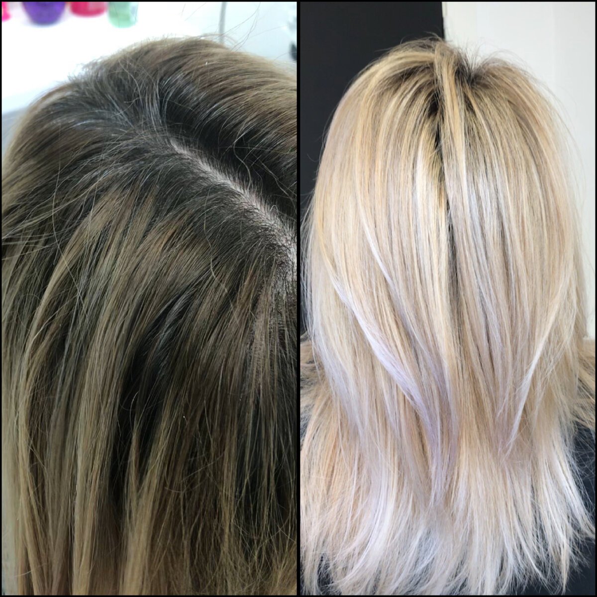 Как промелировать седые волосы фото до и после