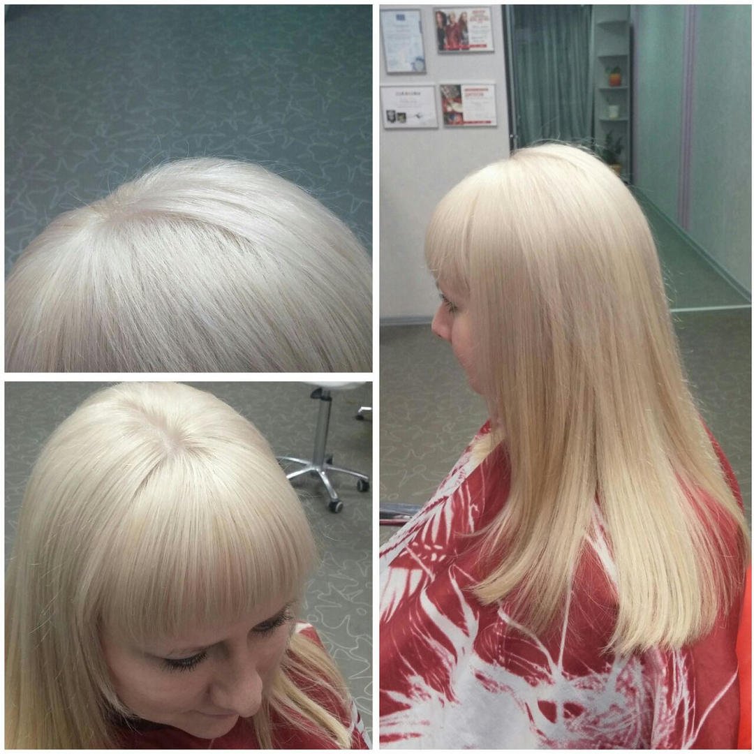 Блондирование волос до и после