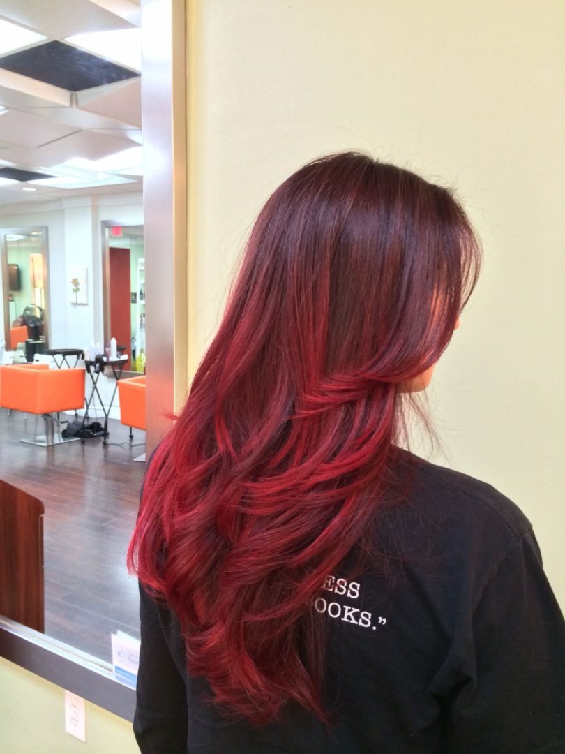Dip Dye на темные волосы
