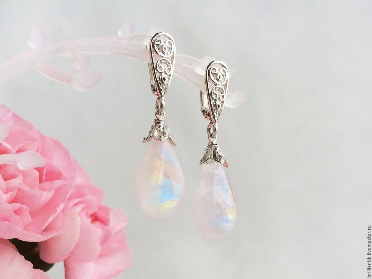 Серьги с лунным камнем ивск31109х13бмr6