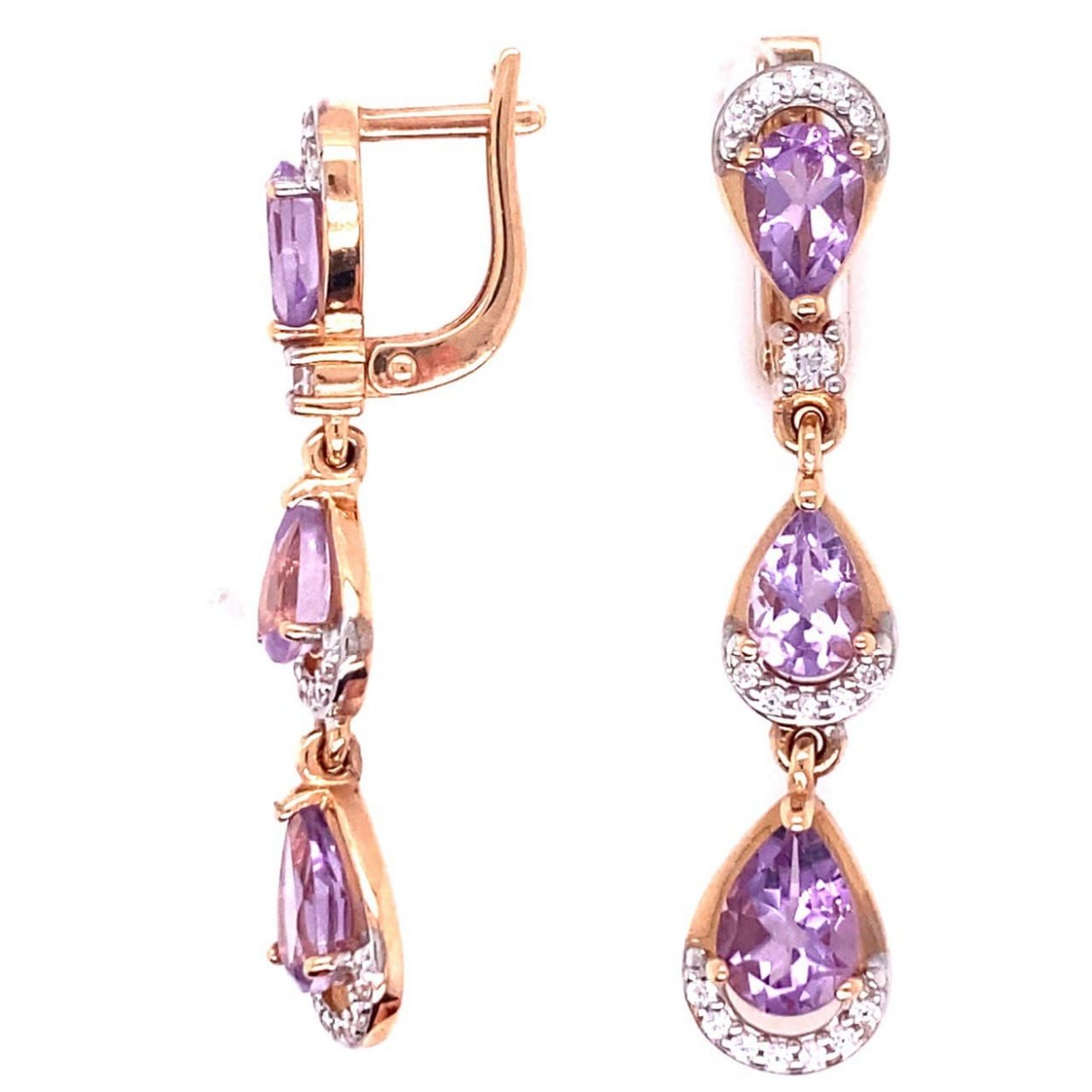 Серебряные серьги с друзой аметиста Silver Gem Lux