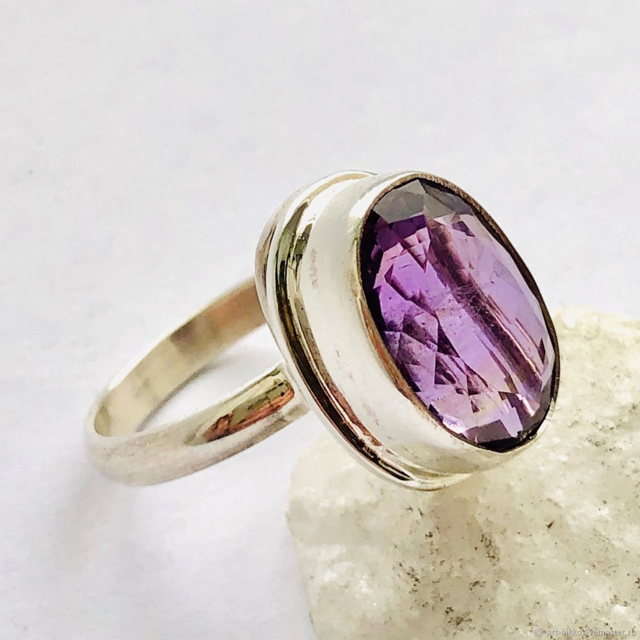 Серебро золочение 925 кольца с аметистом Ювелирочка
