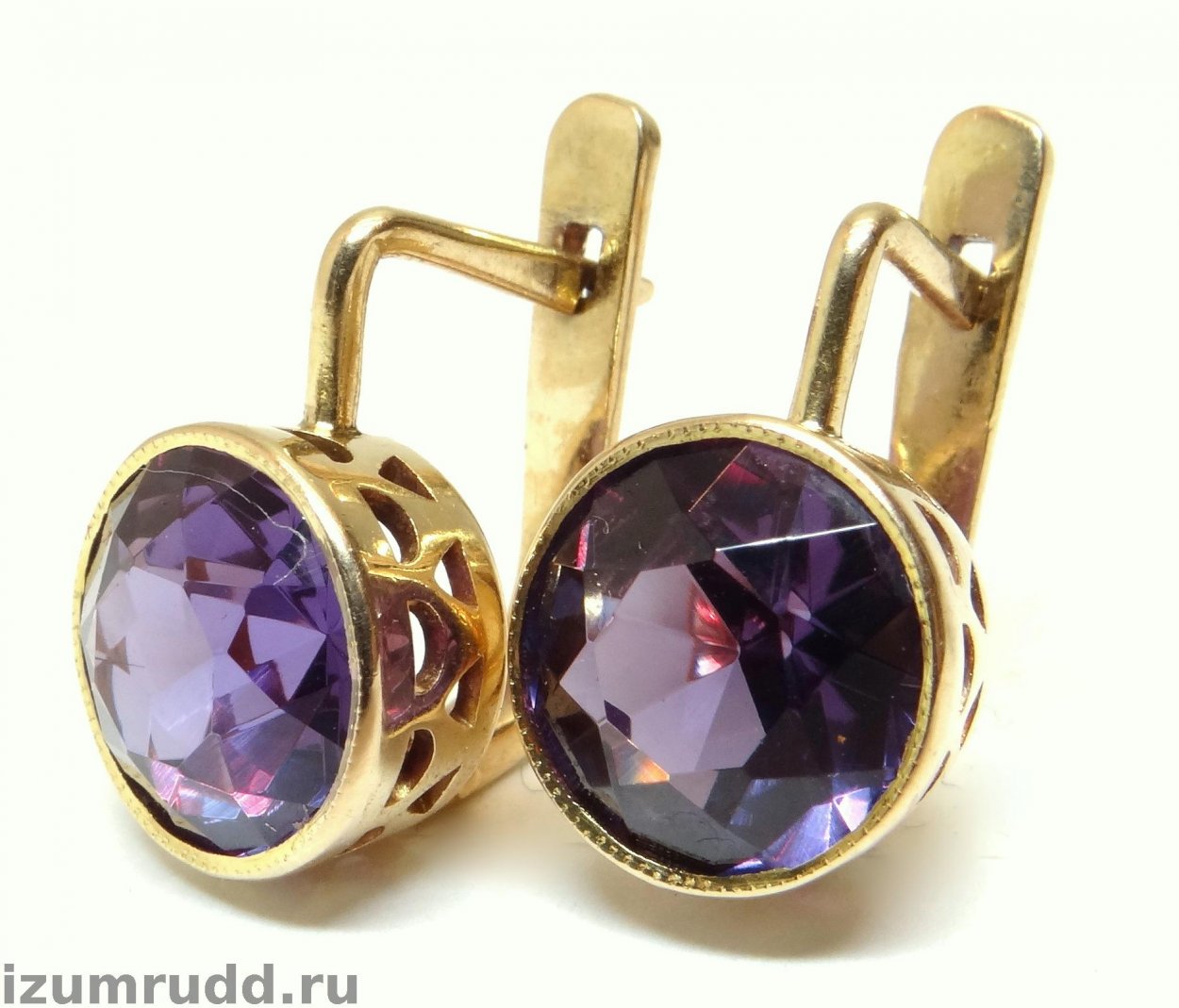 Сережки с корундом 583 СССР искусственный