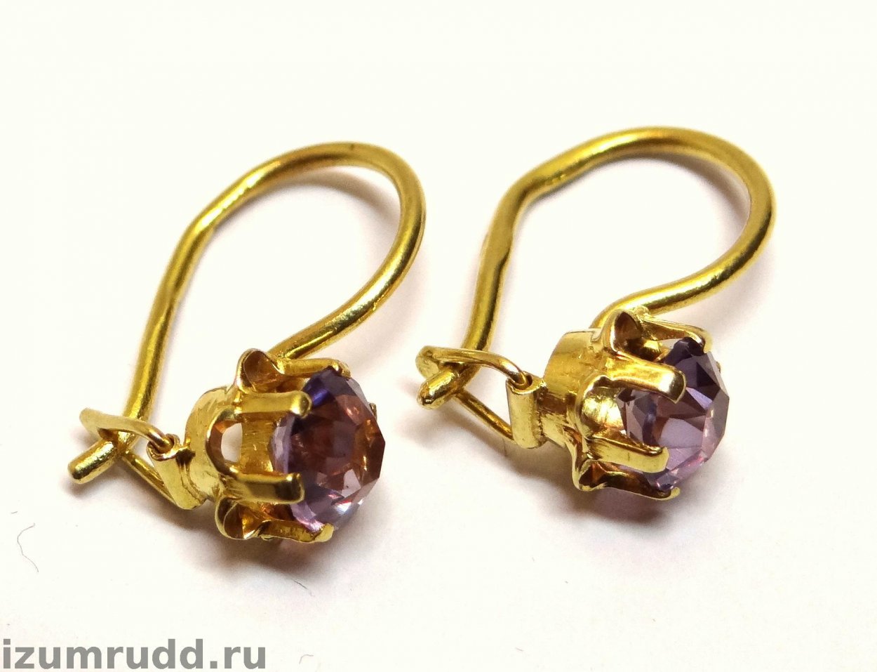 Золотые серьги СССР 750 пробы с александритом
