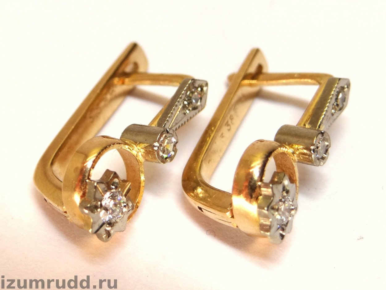 Золотые серьги 583 пробы комплект