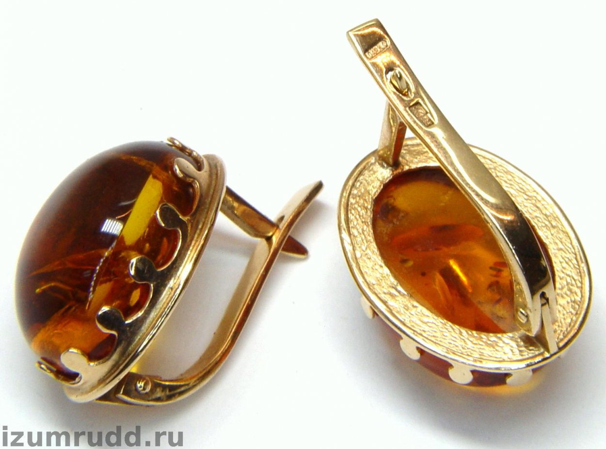 Серьги ажурные серебро с янтарем
