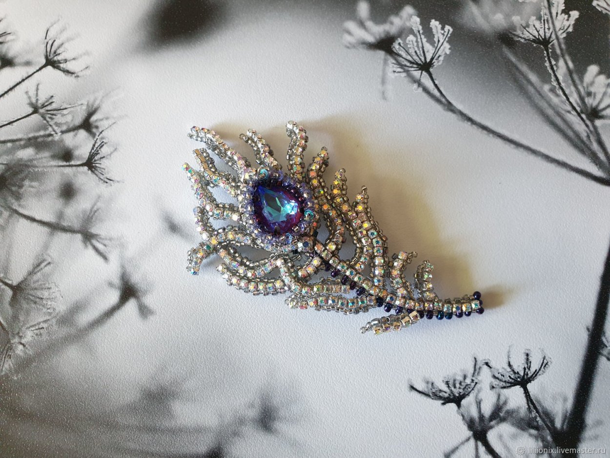 Брошь перо, Crystal Shik