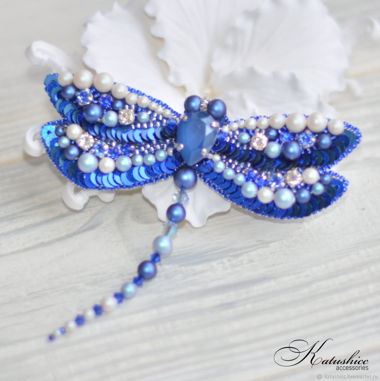 Брошь Стрекоза, Кристаллы Swarovski.