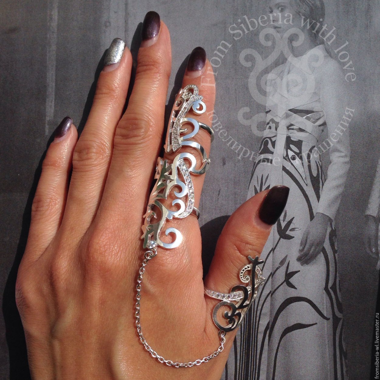 Серебряное кольцо Lamellae Double Ring