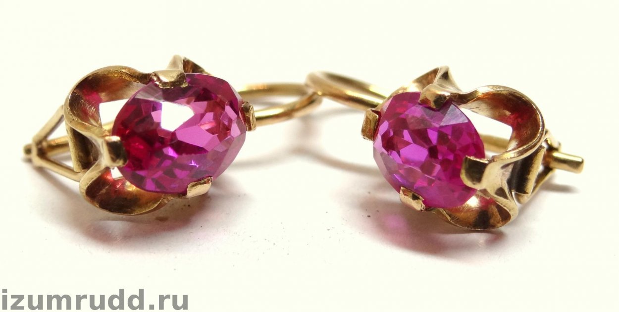 Серьги с рубином в серебре