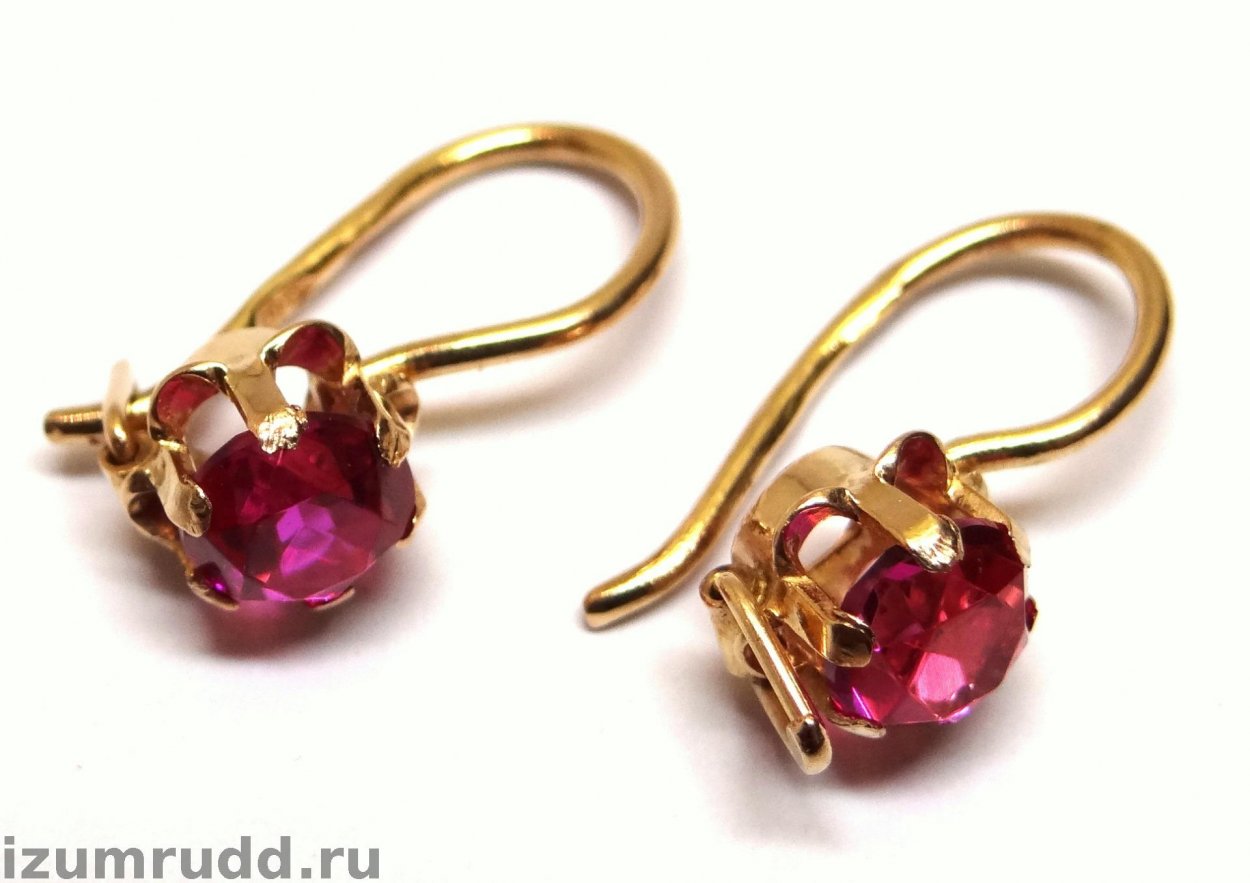 Серьги золото 583 Рубин