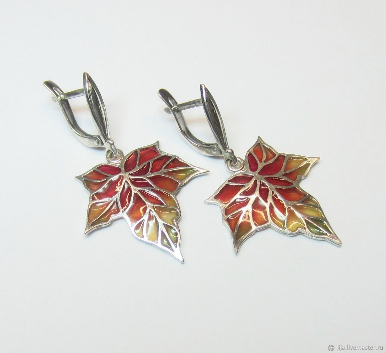 Серьги кленовый лист
