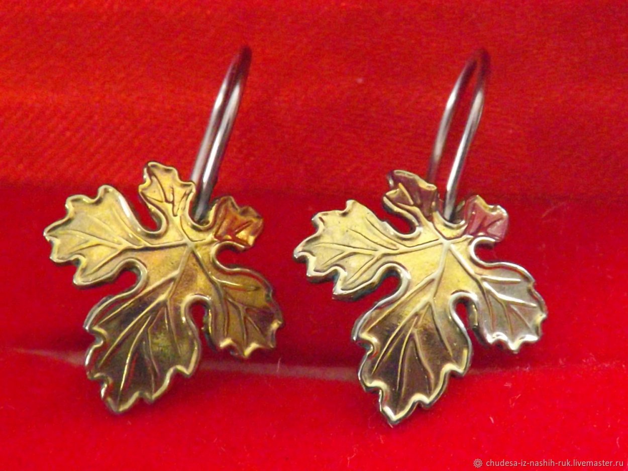 Сережки листочки клен серебро