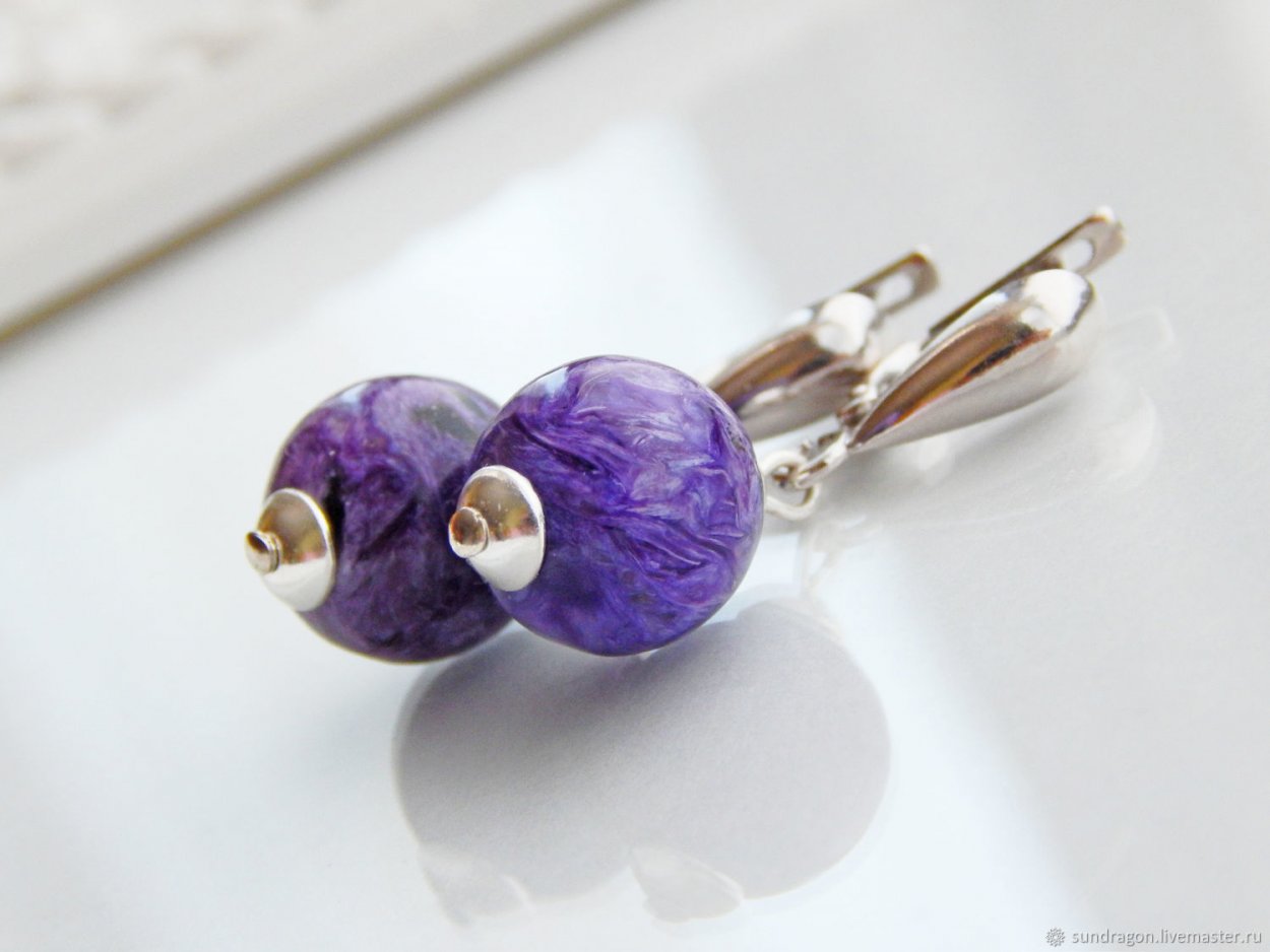 Серьги из горного хрусталя и аметиста