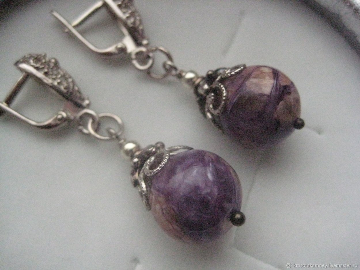 Серьги c чароитом арт. 37-Sb9341-48-547-101