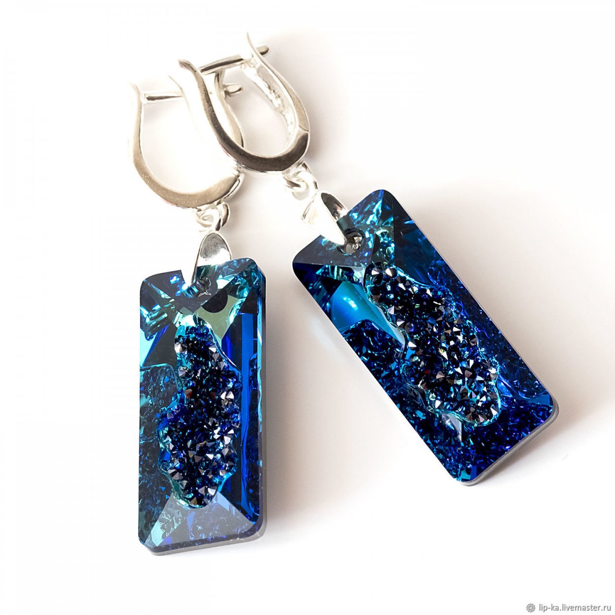 Синие серьги с кристаллами Swarovski f00064s
