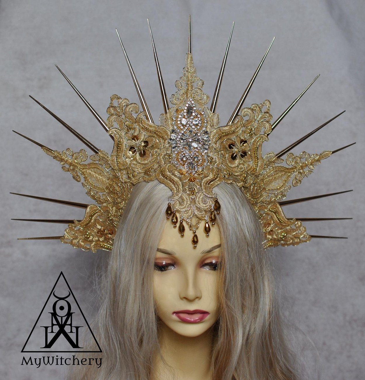 Gold Spike Crown Headpiece,