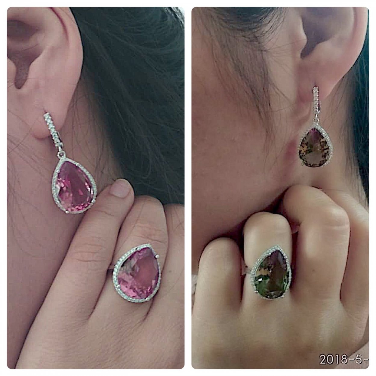 Серебряный набор украшений из с камнем султанит