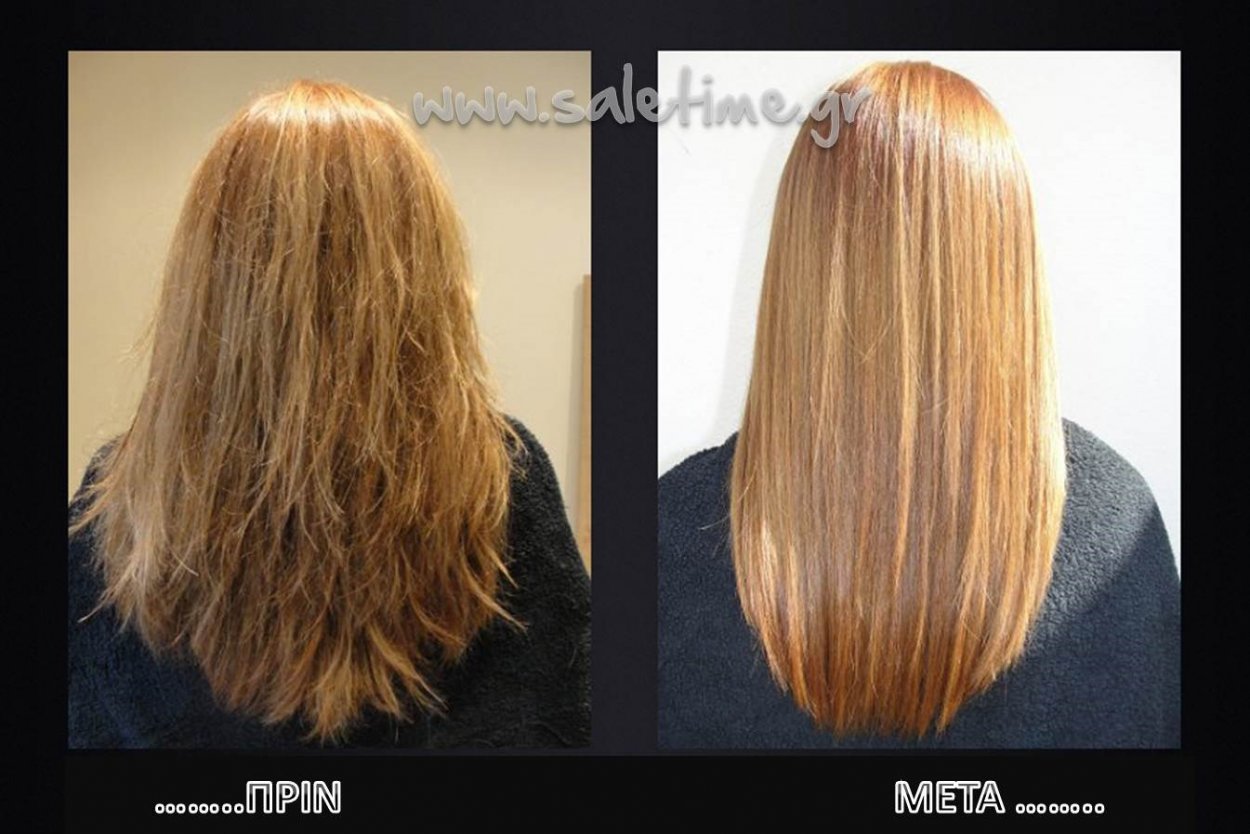 Поврежденные волосы до и после