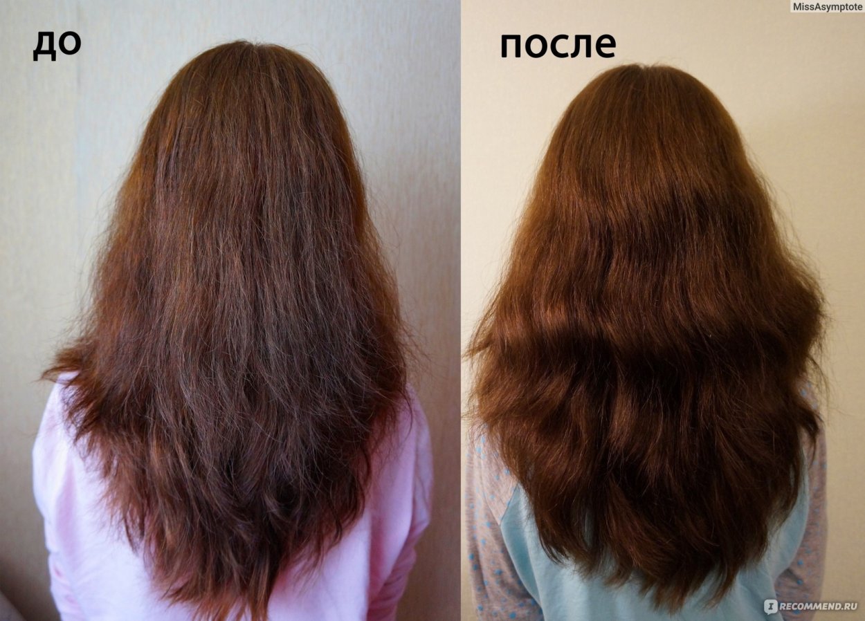 Сухие волосы до и после