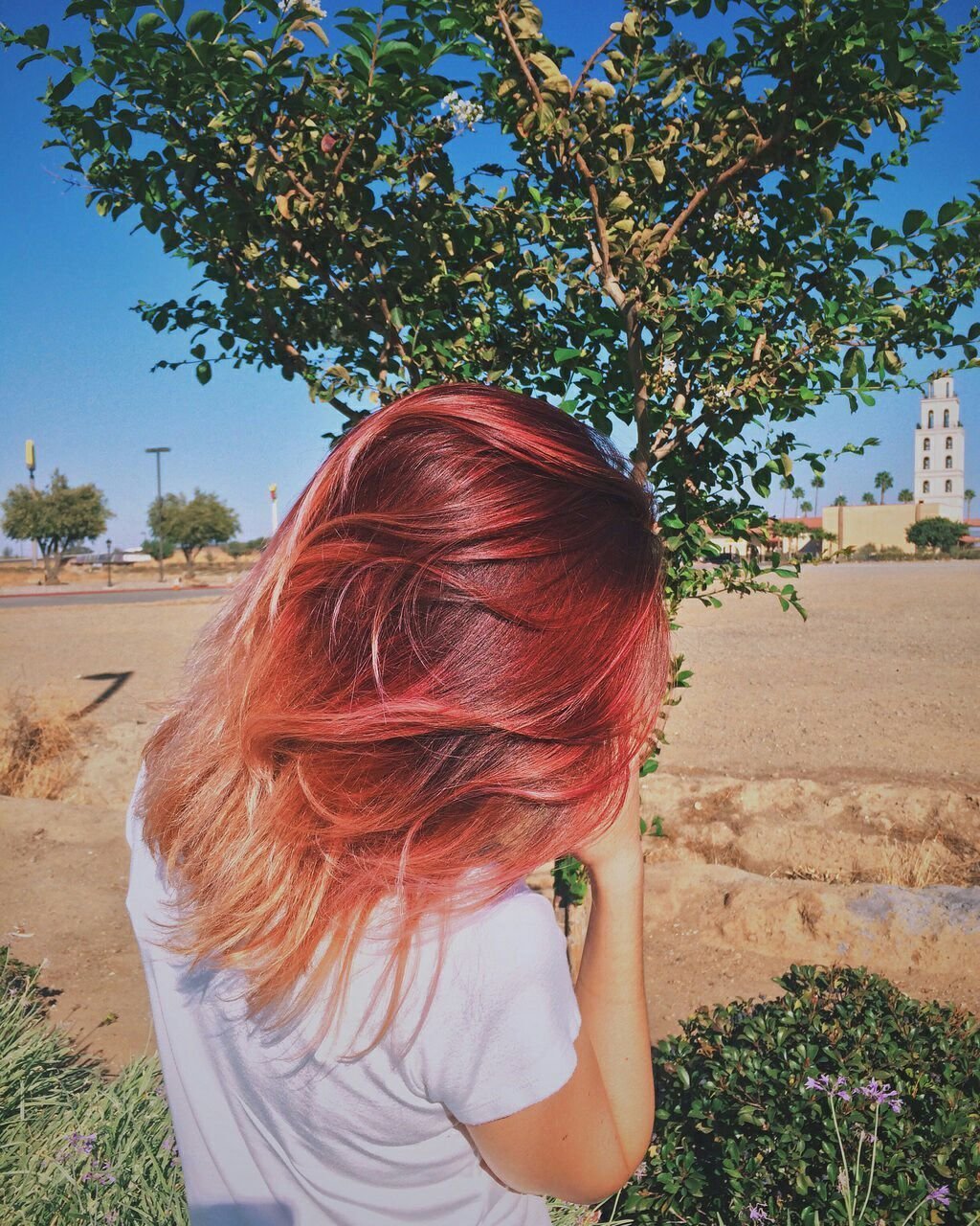 Рыжее омбре на короткие волосы