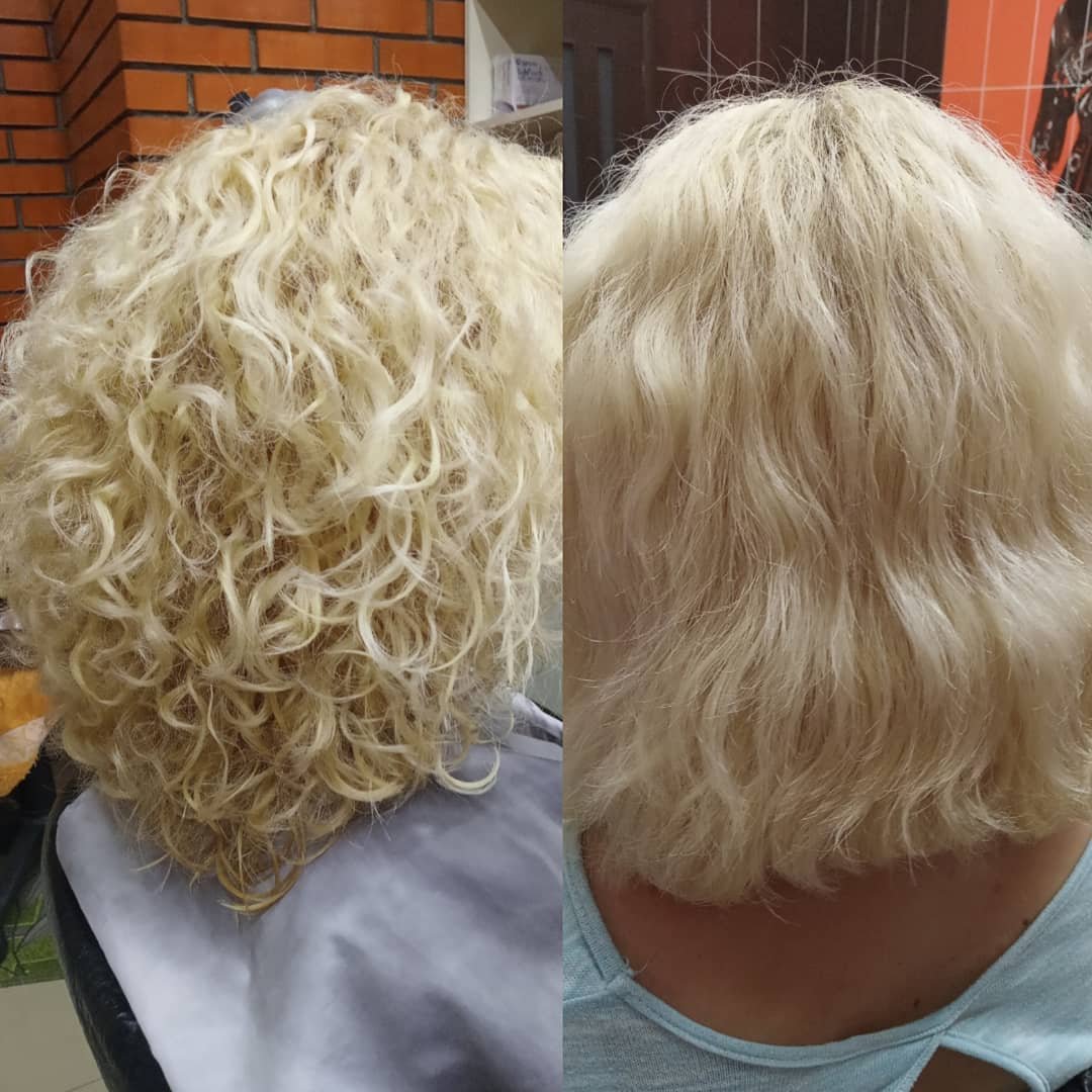 Биозавивка на мелированные волосы фото до и после
