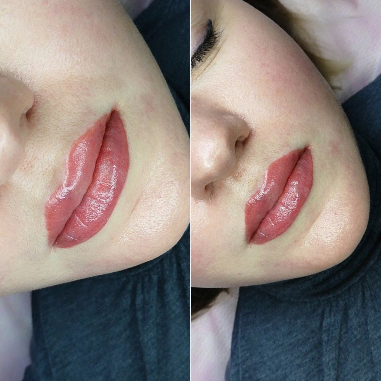 Акварельные губы до и после