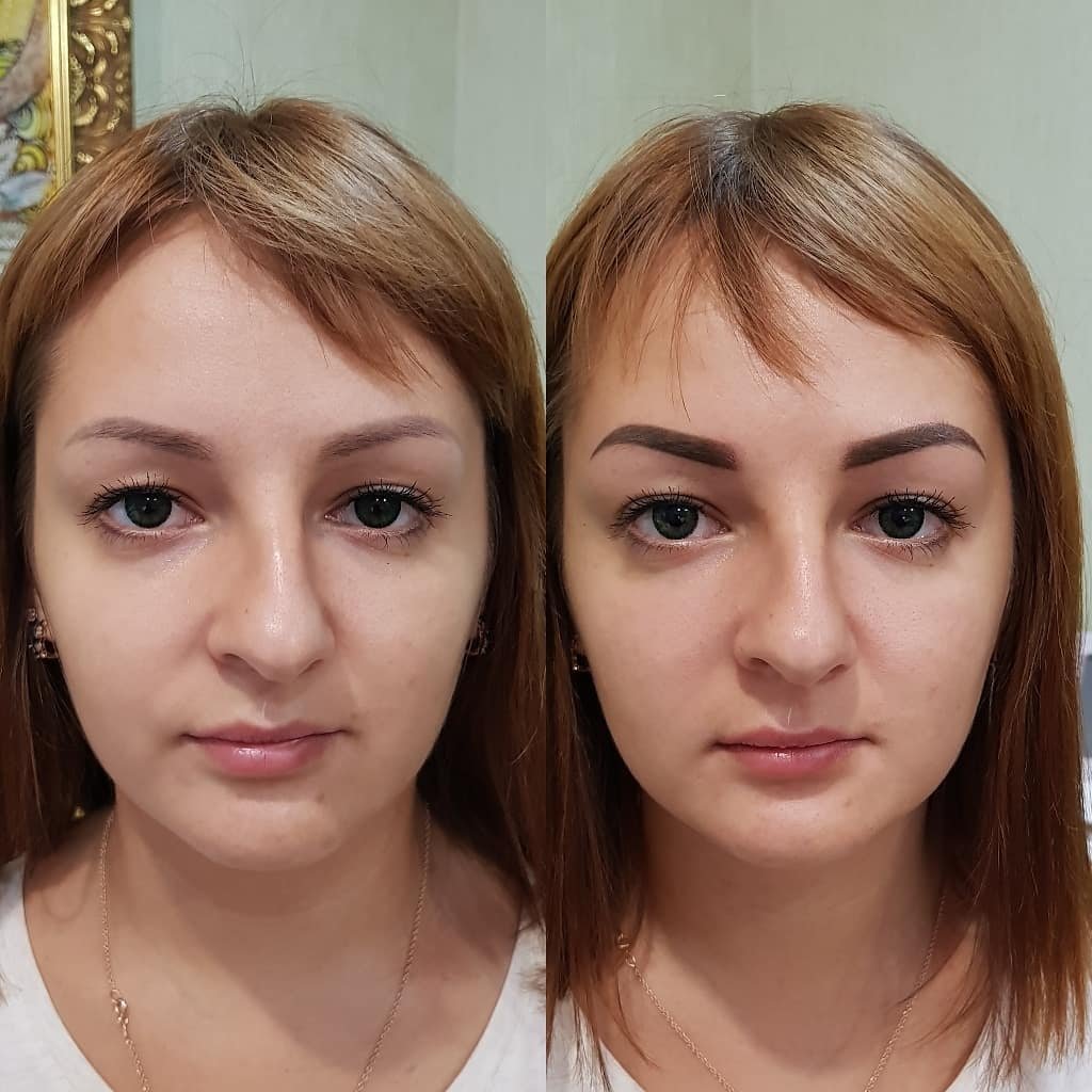 Перманентный макияж до и после