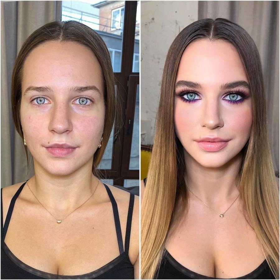 Ежедневный макияж до и после