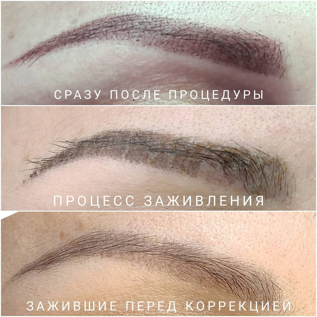 Перманентный макияж до и после заживления