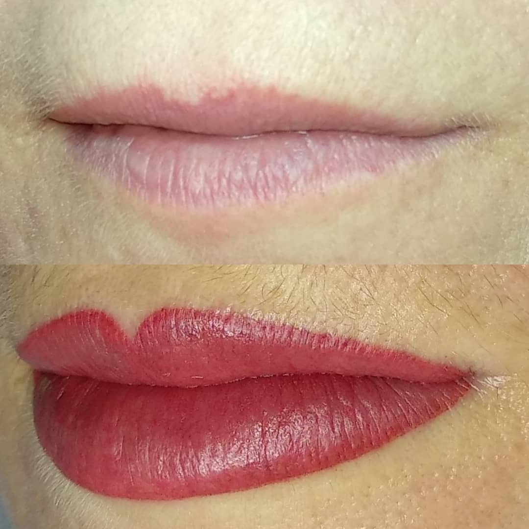 Перманентный макияж губ женщине 57 лет