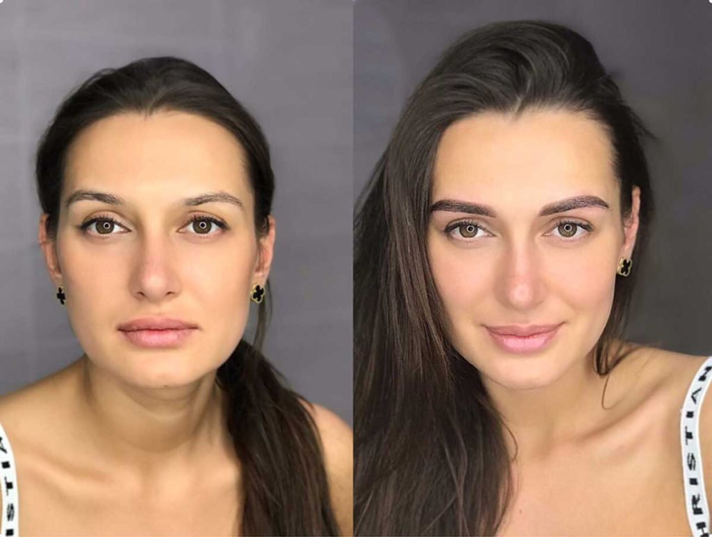 Татуаж губ до и после макияжа